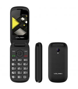 Telefono movil volfen flip negro - tipo concha - 3 memorias directas - pantalla 2.4 - dual sim - micro sd - camara - bateria