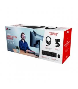 Pack 4 en 1 trust qoby home office set - webcam hd 720p - teclado inalámbrico - ratón inalámbrico - auriculares con micrófono - 