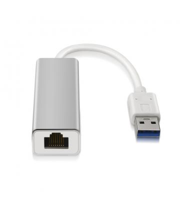 Conversor USB 3.0 a Ethernet Gigabit. Tipo A-Macho / RJ45 Hembra. Plata. 15cm. - Imagen 1