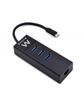 EWENT EW1141 Hub Tipo-C 3Pts.USB 3.1+1pto. GIGABIT - Imagen 1