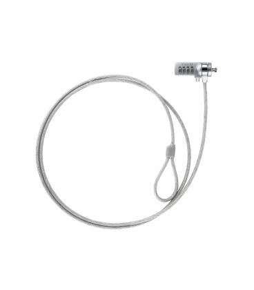 CABLE DE SEGURIDAD TOOQ UNIVERSAL C/COMBINACION 1,5 M PLATA