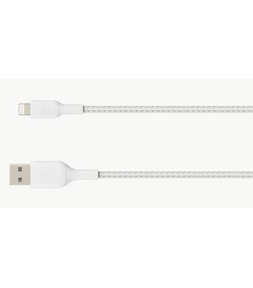 CABLE LIGHTNING BELKIN BOOSTCHARGE MACHO A USB/ A MACHO 1M BLANCO TRENZADO - Imagen 1