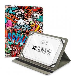 Funda universal subblim trendy graffiti para tablet hasta 10.1'/25.6cm - exterior acabado en pu - posición stand 3 ángulos -