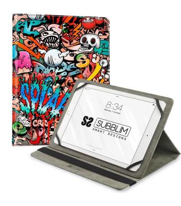 Funda universal subblim trendy graffiti para tablet hasta 10.1'/25.6cm - exterior acabado en pu - posición stand 3 ángulos - - I