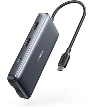 HUB USB ANKER TIPO C A 2xUSB 3.0 2xHDMI 1xSD+microSD 1xETHERNET 1xTIPO C NEGRO - Imagen 1