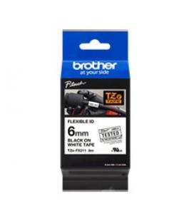 Cinta laminada brother tzefx211 texto negro sobre fondo blanco - 6mm ancho - 8m longitud - Imagen 1