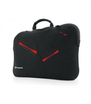 FUNDA / MALETIN SLEEVE NEOPRENO PHOENIX STOCKHOLM PARA PORTATIL NETBOOK HASTA 13.5" NEGRO ACABADOS ROJO - Imagen 1