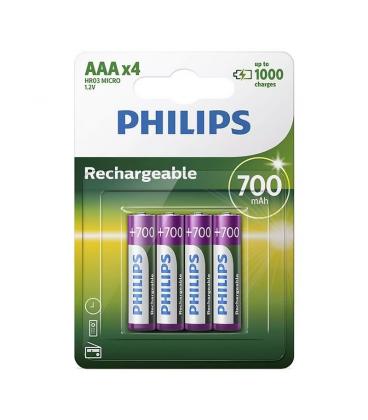 Pack de 4 pilas aaa philips r03b4a70/10/ 1.2v/ recargables - Imagen 1