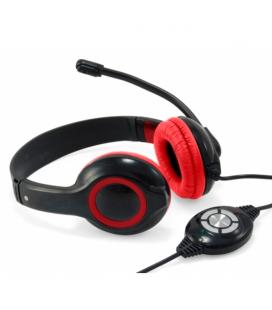 Auricular conceptronic usb + microfono flexible control de volumen negro - rojo - Imagen 1