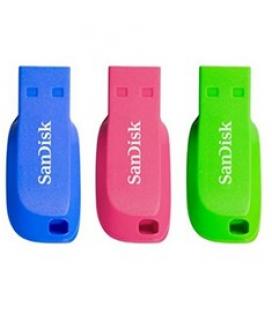 Memoria usb 2.0 sandisk 32gb cruzer blade pack 3 azul - verde - rosa - Imagen 1