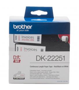Etiquetas cinta continua brother dk22251 negro - rojo 62mm 15.24m - Imagen 1