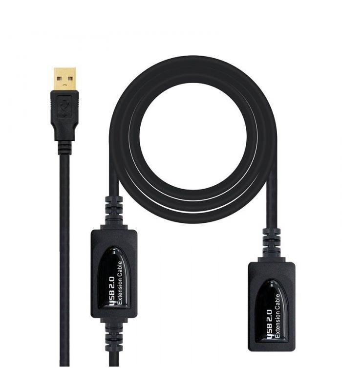Cable alargador usb 2.0 nanocable 10.01.0213/ usb macho - usb hembra/ 15m/  negro