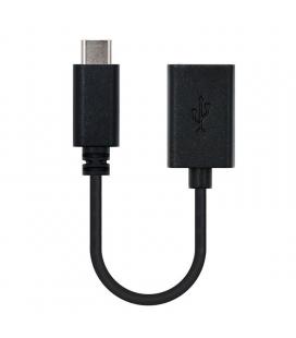 Cable usb 2.0 nanocable 10.01.2400/ usb tipo-c macho - usb hembra/ 15cm/ negro - Imagen 1