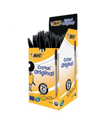Bolígrafos de tinta de aceite bic cristal original 8373639/ 50 unidades/ negros - Imagen 1