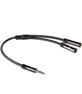 Cable divisor de audio ewent jack 3.5mm macho a jack 3.5mm hembra x2 negro 0.15m - Imagen 1