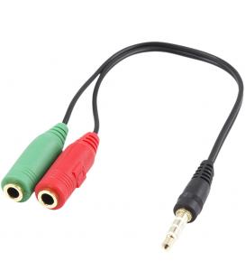 Cable adaptador de audio ewent jack 3.5mm macho a jack 3.5mm hembra x2 negro 0.15m - Imagen 1