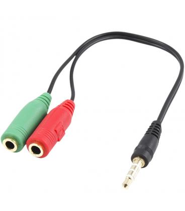Cable adaptador de audio ewent jack 3.5mm macho a jack 3.5mm hembra x2 negro 0.15m - Imagen 1