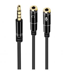 Cable adaptador de audio ewent jack 3.5mm macho a jack 3.5mm hembra x2 negro 0.30m - Imagen 1