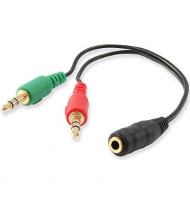 Cable adaptador de audio ewent jack 3.5mm hembra a jack 3.5mm macho x2 negro 0.15m - Imagen 1