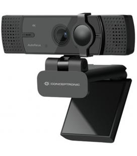 Webcam 4k conceptronic amdis07b 8.3mp - 4k ultra hd - usb - angulo vision 80º - enfoque automatico - doble microfono integrado 