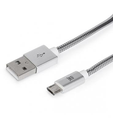 CABLE MAILLON PREMIUM MICRO USB 2,4 METAL PLATEADO 1M - Imagen 1