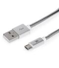 CABLE MAILLON PREMIUM MICRO USB 2,4 METAL PLATEADO 1M - Imagen 1