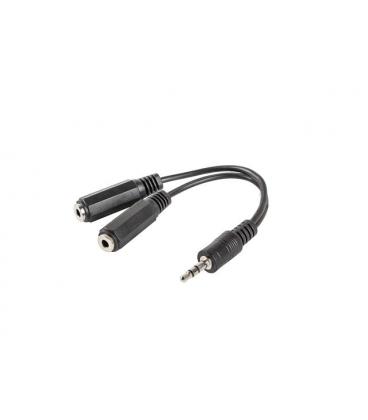 ADAPTADOR LANBERG JACK STEREO MACHO A JACK STEREO HEMBRA X2 10 CM NEGRO - Imagen 1