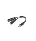 ADAPTADOR LANBERG JACK STEREO MACHO A JACK STEREO HEMBRA X2 10 CM NEGRO - Imagen 1