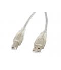 CABLE USB LANBERG USB-A MACHO A USB-B MACHO FERRITA 5M TRANSPARENTE - Imagen 1