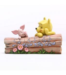 Figura enesco disney winnie the pooh winnie y piglet sobre el tronco