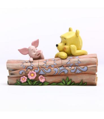 Figura enesco disney winnie the pooh winnie y piglet sobre el tronco - Imagen 1