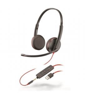 Auriculares plantronics blackwire c3225/ con micrófono/ jack 3.5/ usb/ negros