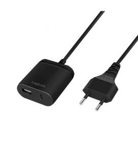 CARGADOR USB LOGILINK PA0256 NEGRO 1XUSB + 1XUSB-C/5VDC/2.4