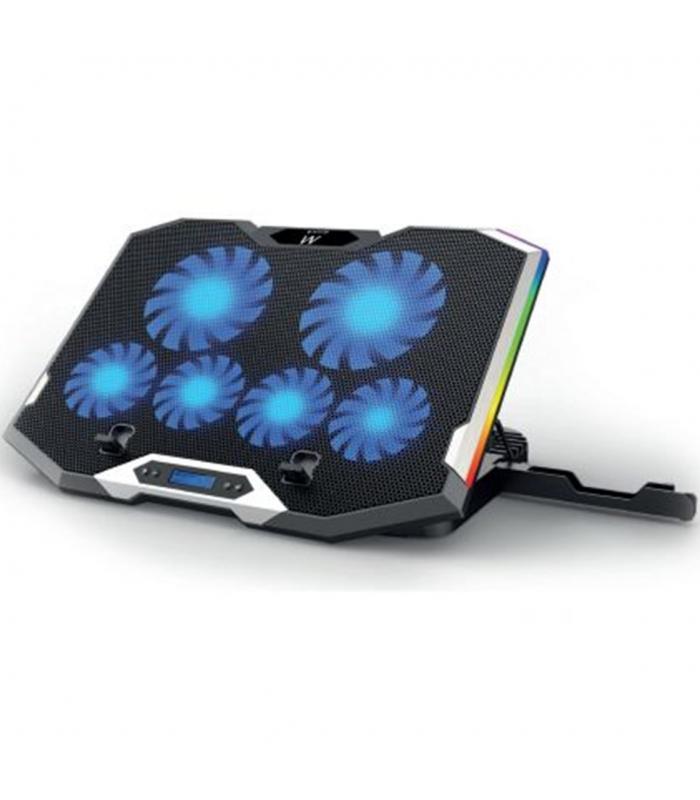 Soporte - base refrigeracion para ordenador portatil ewent ew1260 - ventiladores - 2 puertos - rgb hasta 17pulgadas
