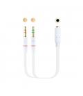 CABLE AUDIO 1XJACK-3.5 A 2XJACK-3.5 NANOCABLE 20CM BLANCO - Imagen 2