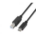 AISENS A107-0054 cable USB 2 m USB 2.0 USB C USB B Negro - Imagen 2