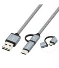 CoolBox COO-CAB-U2MC-GR cable USB 1 m USB 2.0 USB A USB C/Micro-USB B Gris - Imagen 2