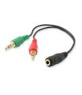 Ewent EC1642 cable de audio 0,15 m 3,5mm 2 x 3,5mm Negro, Verde, Rojo - Imagen 2