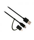 Ewent EW9909 cable USB 1 m USB 2.0 USB A Micro-USB B/Lightning Negro - Imagen 2