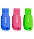 Memoria usb 2.0 sandisk 16gb cruzer blade pack 3 azul - verde - rosa - Imagen 2