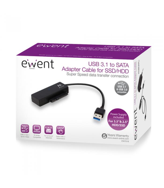 Adaptador ewent para disco duro 3.1 sata 6g 3.5pulgadas&2.5pulgadas con fuente de alimentacion