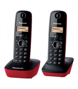 Teléfono inalámbrico panasonic kx-tg1612/ pack duo/ negro y rojo