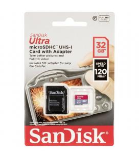 Tarjeta de memoria sandisk ultra 32gb microsd hc uhs-i con adaptador/ clase 10/ 120mbs - Imagen 1