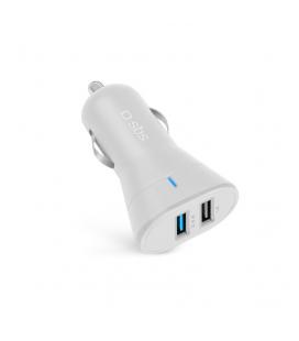 CARGADOR COCHE MINI SBS 2x USB 12/24V 2.400 mAh CARGA RAPIDA BLANCO