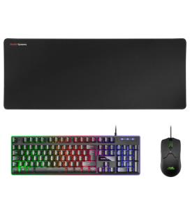 Mars Gaming MCPXBFR Combo Teclado+Ratón+Alfombrilla Negro Frances