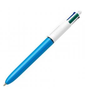 Caja de bolígrafos de tinta de aceite retráctil bic medium original 889969/ 12 unidades/ 4 colores de tinta/ cuerpo color azul -