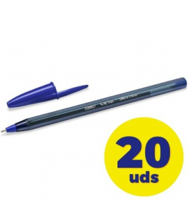 Caja de bolígrafos de tinta de aceite bic cristal exact ultrafine 992605/ 20 unidades/ azules