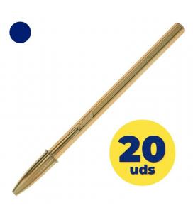 Caja de bolígrafos de tinta de aceite bic cristal celebration oro 9213401/ 20 unidades/ azules