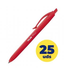 Caja de bolígrafos de tinta de aceite retráctil milan p1 touch mln176512925/ 25 unidades/ rojos - Imagen 1