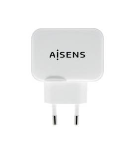 AISENS Cargador USB 17W 5V/3.4A, 2xUSB Con Control AI, Blanco